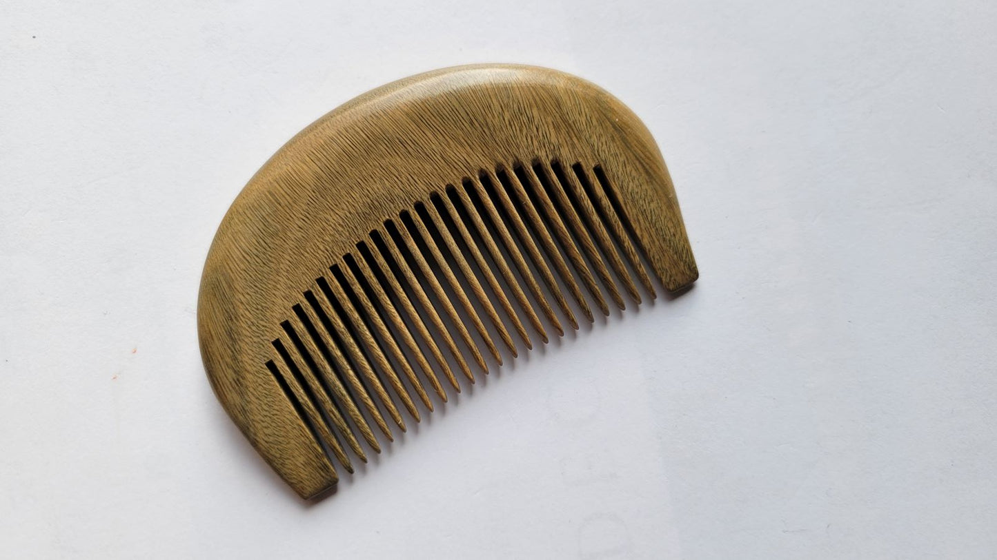 Handcrafted mini sandalwood comb, fine teeth for hair or beard grooming, aromatic, anti-static, ready to gift comes with gift bag,