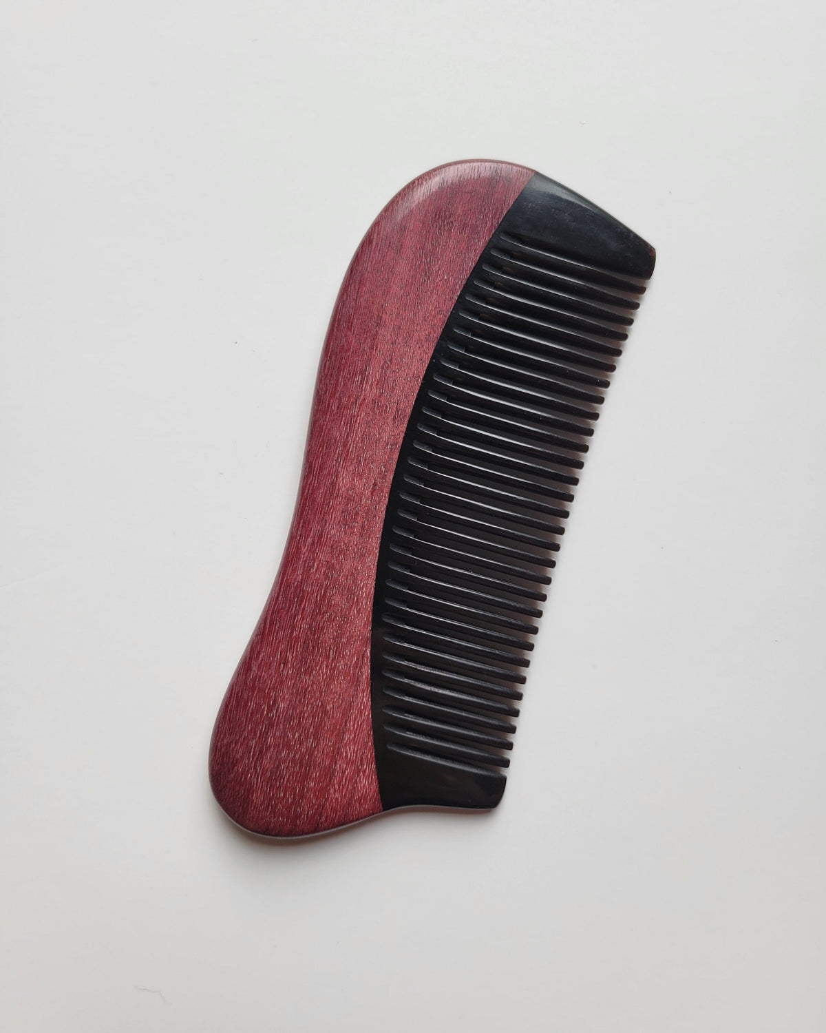 Purple Heart wood pocket comb aging to deep eggplant purple — natural color transformation over time — Arakicrafts