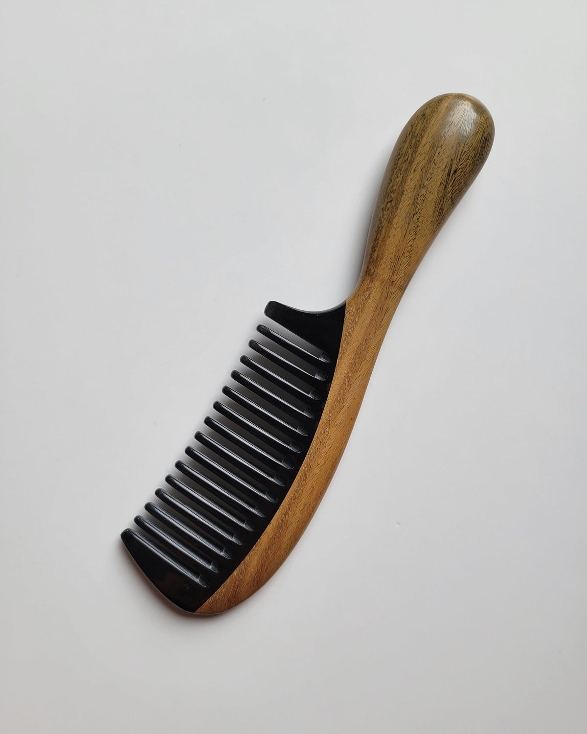 Araki Sandalwood Horn Comb with drawstring gift bag — biodegradable natural horn, birthday, anniversary, and self-care gift
