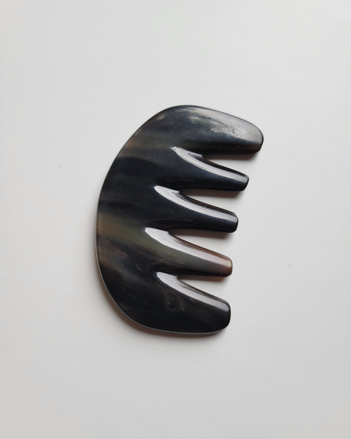 Near-black yak horn wide tooth comb for thick and coarse hair — anti-static natural horn, no frizz no flyaways — Arakicrafts