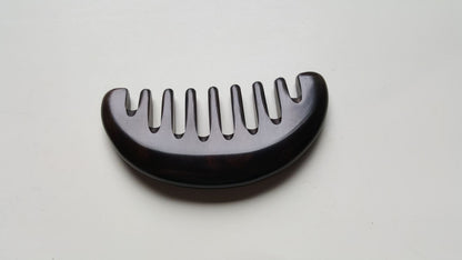 African Ebony half moon comb, jet-black hardwood, extra wide teeth, handcrafted wood hair comb | Arakicrafts