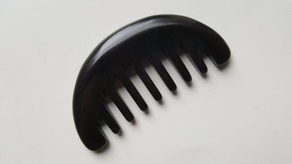 Ergonomic half moon wood comb with easy grip curved back, distributes natural hair oils, anti-static for all hair types | Arakicrafts