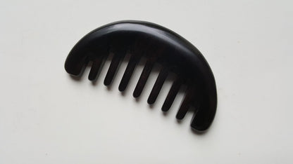Pocket-sized African Ebony comb for women and men, half moon shape fits naturally in palm, self-care gift idea | Arakicrafts