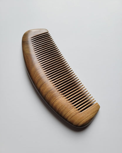 Araki green sandalwood wood comb — eco-friendly zero waste natural hair care tool