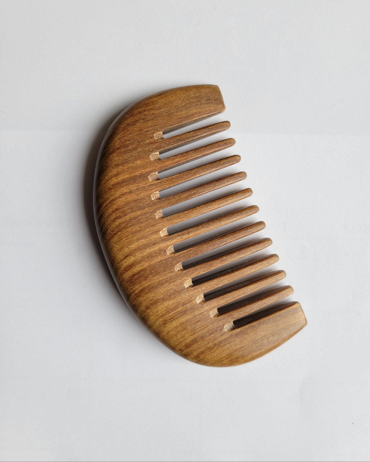 Handcrafted mini sandalwood comb with wide teeth, travel size and for on-the-go hair and beard grooming. Great gift for mother's day!