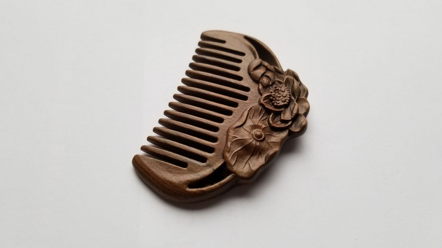 Mini Lotus Hand Carved Comb A