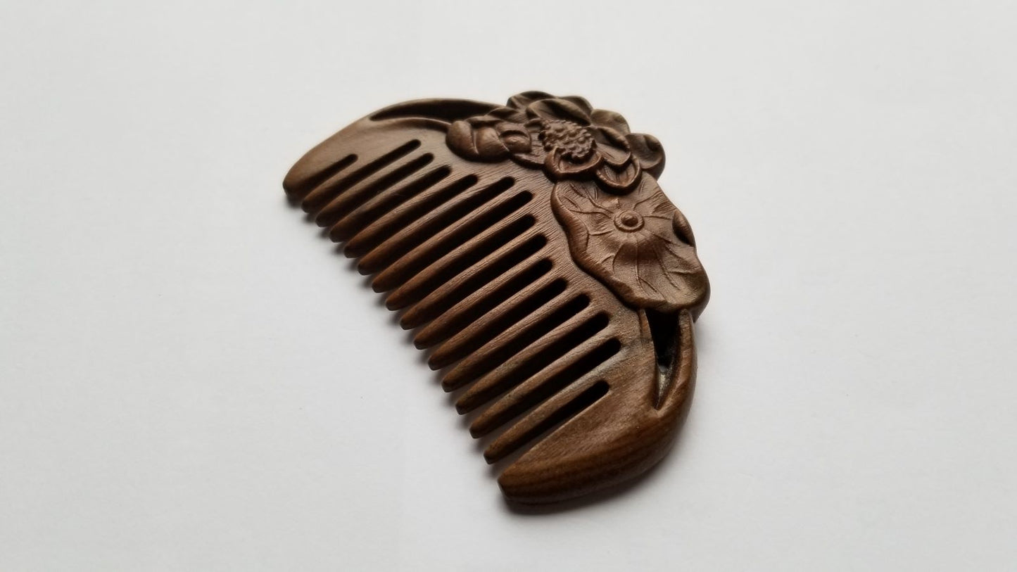 Mini Lotus Hand Carved Comb A