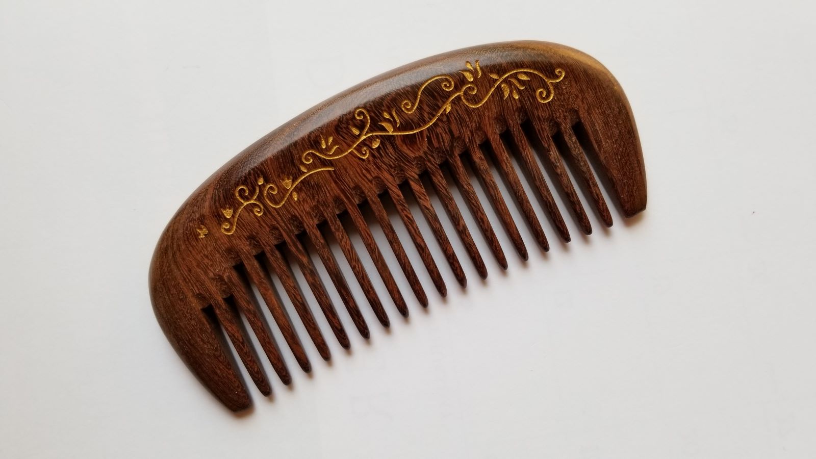 Natural Wooden comb with Ivy leaf motif - perfect gift for people who love garden greens