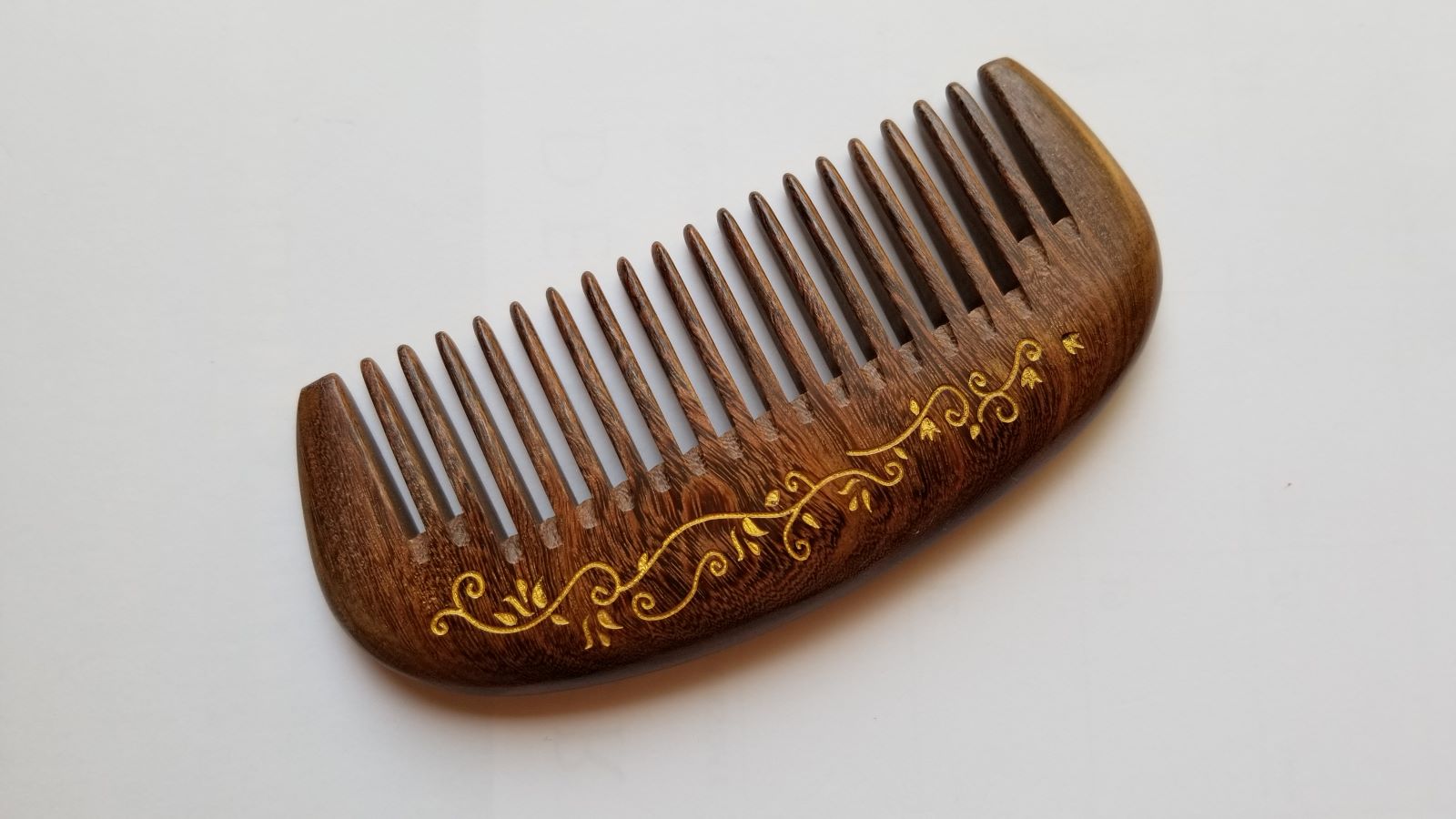 Ivy leaf motif design dark brown wooden comb - Mothers day Gift