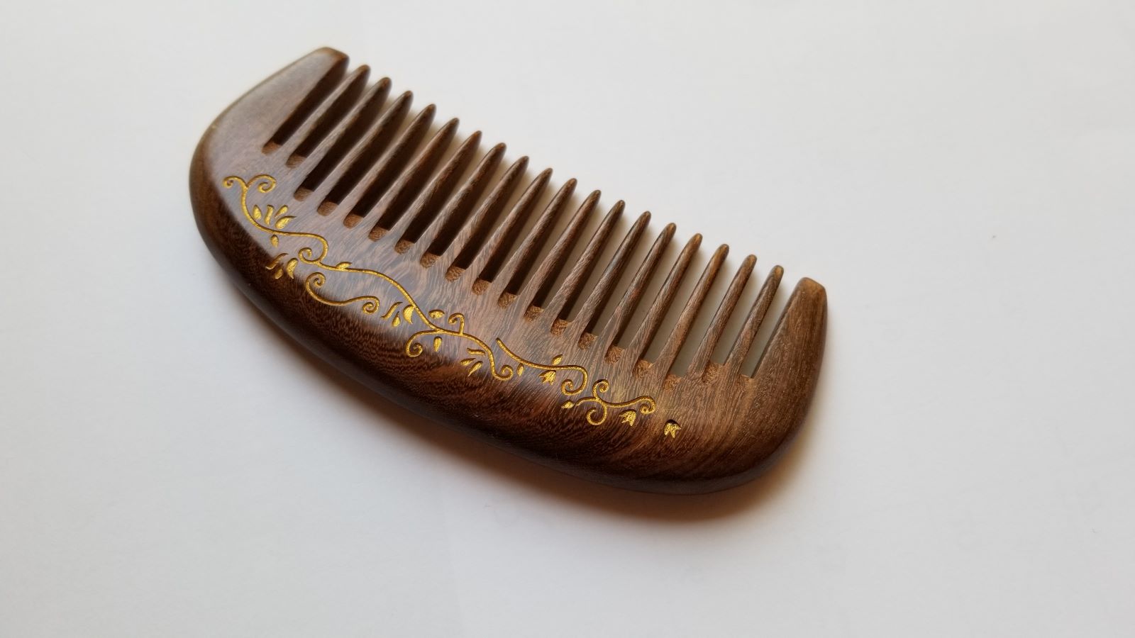 Dark Brown ivy leaf motif wood comb | Inspired by the nature