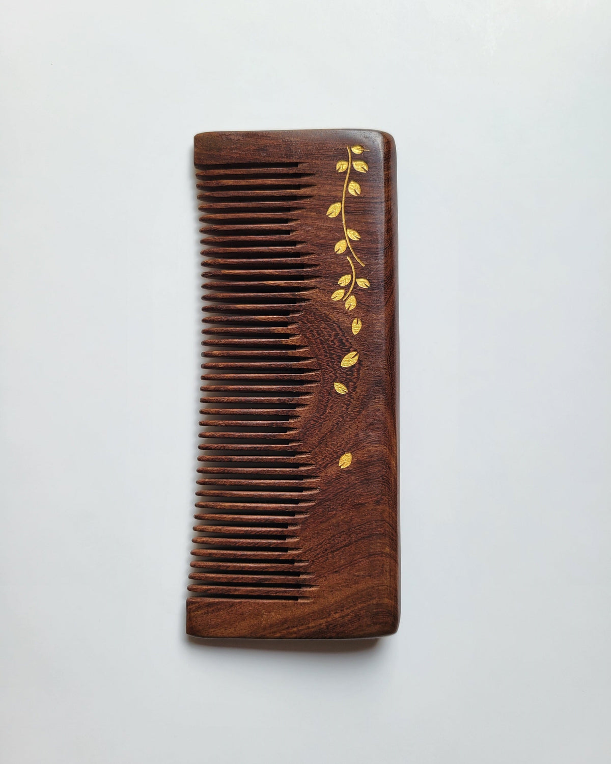 Hand-painted ivy vine Sucupira wood comb with gift bag — birthday gift, Mother's Day, Valentine's Day, anniversary gift