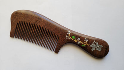 White Magnolia Flower Wood Comb