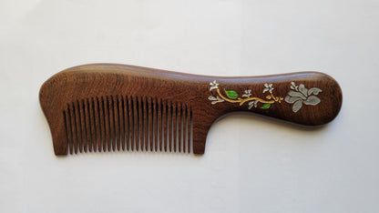 Floral wood comb gift for Mother's Day, birthday, or anniversary — magnolia design by Arakicrafts