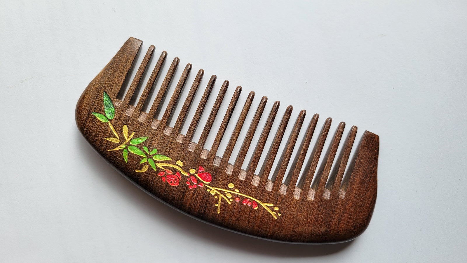 Hand painted plum blossom pocket comb with drawstring gift bag — a meaningful gift for her — Arakicrafts