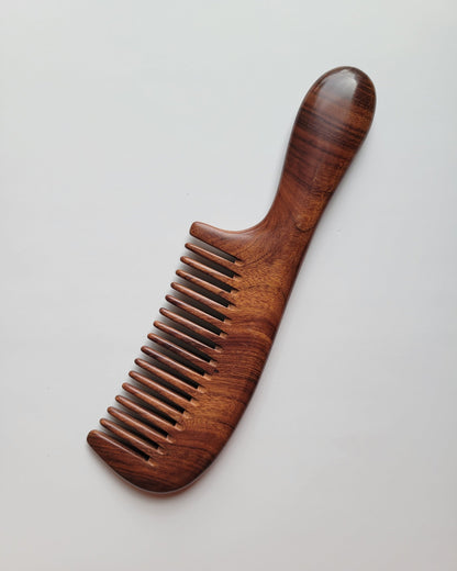 Anti-static wide tooth wood comb for thick, curly, and wavy hair — natural hair care tool — Arakicrafts