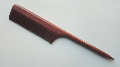 Essential wooded rat tail comb, purple heart wood, fine teeth, great gift for him and unique birthday gift