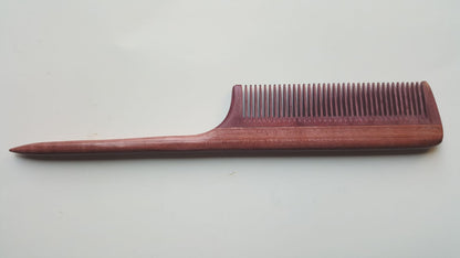 Hand Inlayed Rat tail comb with fine teeth, anti Static Purple heart wood, natural hair care, eco friendly comb