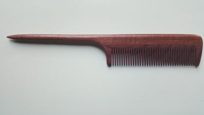 Hand Inlayed Rat tail purple heart wood comb with fine teeth, natural beard care, eco friendly gift for him