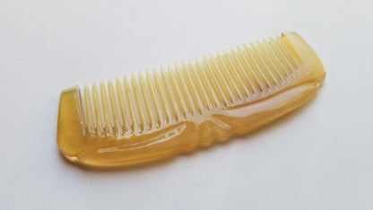 Art Deco sheep horn comb with drawstring gift bag — a refined gift for her, biodegradable natural horn — Arakicrafts