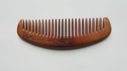 Floral Vine Peach Wood Comb - Wide Teeth