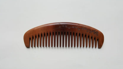 Floral Vine Peach Wood Comb - Wide Teeth