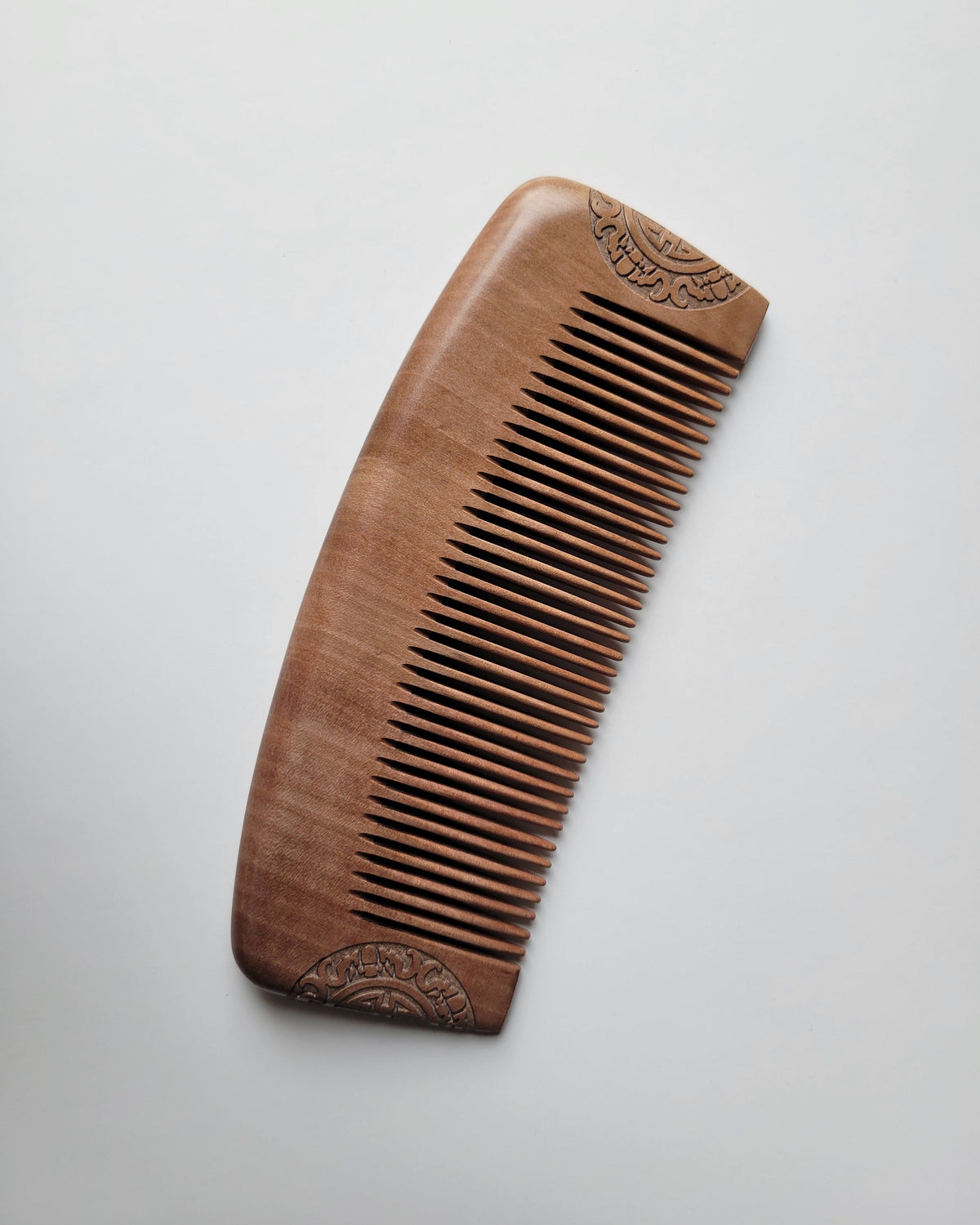 Naturally anti-static wooden comb for hair or beard, with a broad curved spine for a comfortable hold. birthday gift for him