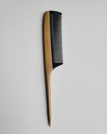 Hand-inlaid sandalwood and horn rat tail comb, compostable natural materials, birthday, Father's Day, and Valentine's Day gift for him
