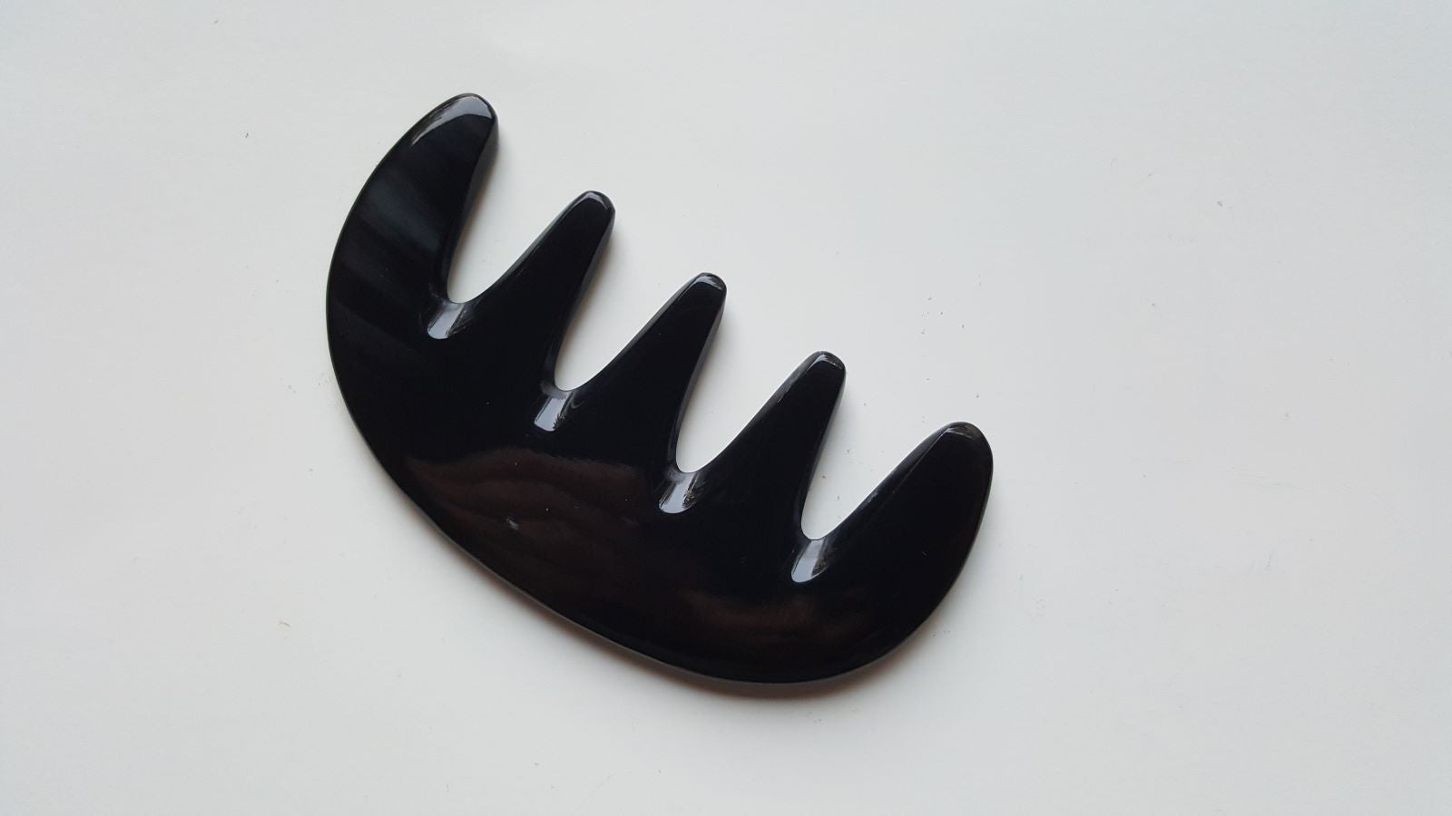 Dark yak horn extra wide tooth comb for thick, curly, and coarse hair — natural keratin, anti-static — Arakicrafts