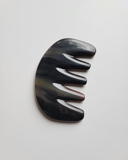 Near-black yak horn wide tooth comb for thick and coarse hair — anti-static natural horn, no frizz no flyaways — Arakicrafts